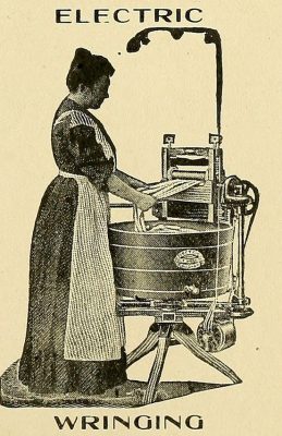 An old-fashioned wringer washing machine