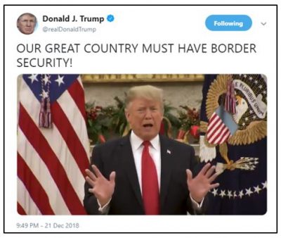 Donald Trump tweet about border security