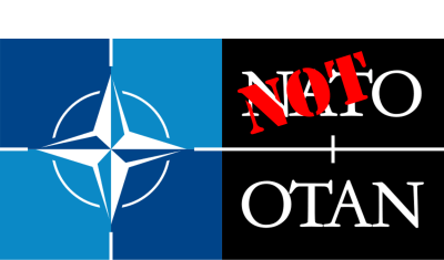 The NATO logo with NOT stenciled on it