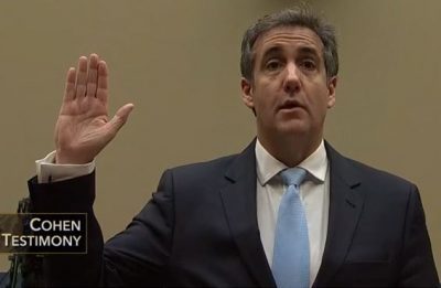 Michael Cohen sworn in before testifying before Congressional Oversight Committee