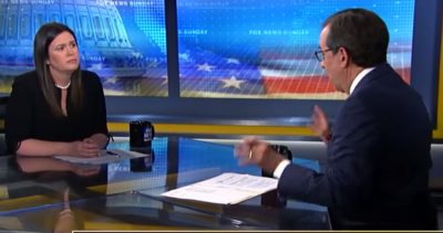 Sarah Sanders being interviewed by Chris Wallace on Fox News