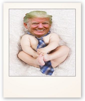 An image of a baby with Donald Trump's face
