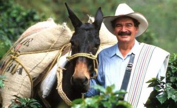 A picture of character Juan Valdez advertising Colombian coffee