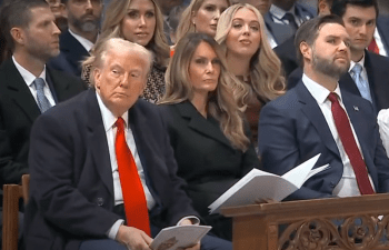 Donald Trump, JD Vance, and families attend a prayer service