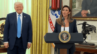 Donald Trump and Alina Habba as she is sworn in as interim U.S. attorney for New Jersey