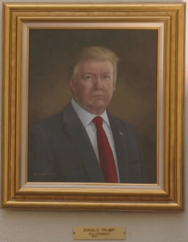 A portrait of Donald Trump displayed in the Colorado statehouse.